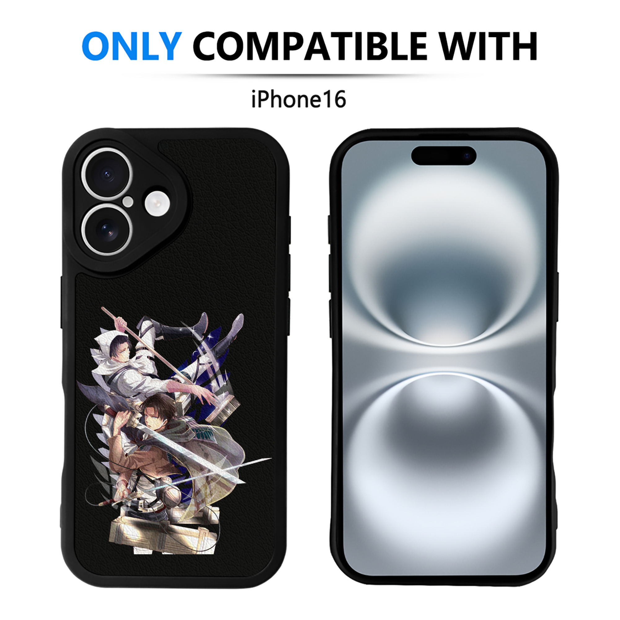 （画像用） 進撃の巨人 リヴァイ·アッカーマン Attack on Titan Levi Ackerman 【iPhone 16シリーズ対応】シリコンスマホケース（レザー調） 材質：シリコン